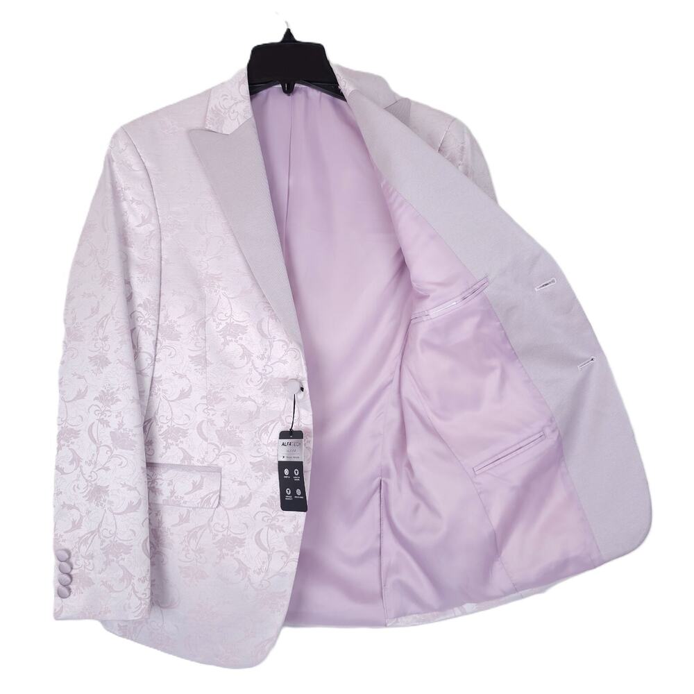 Alfani Mens Slim Fit Evening Jacket Blazer 38R Pink Floral Stretch Sheen NWT - Picture 2 of 7